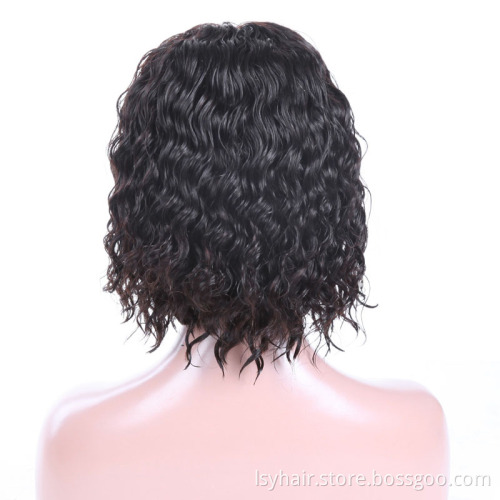 Short Wavy Bob Wig Lace Front Human Hair Wigs 150% Density Pre Plucked Middle Part Short Human Hair Bob Wig Brazilian Remy